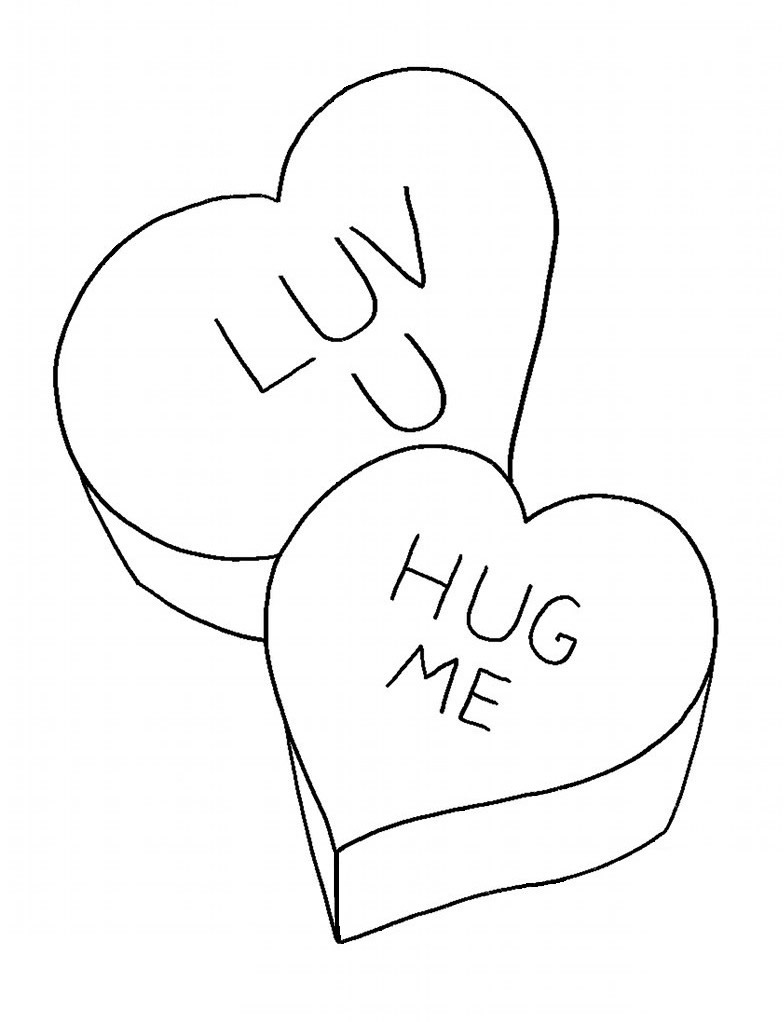 valentine candy hearts coloring pages